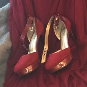 Red evening shoes